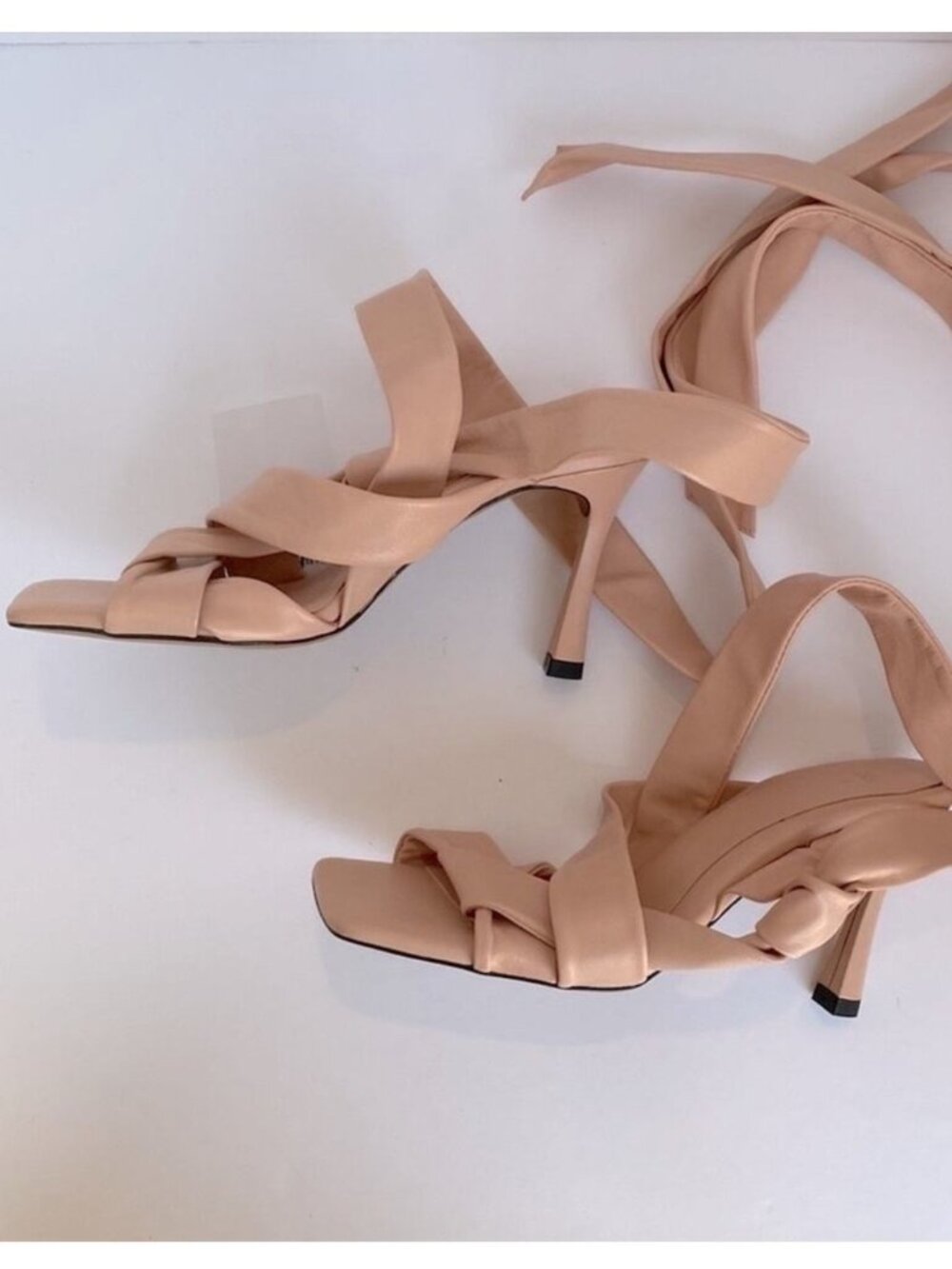 Zara Studio Collection 9 Minimalist Heels 40 Leather Nude Strap Sandals LIMITED